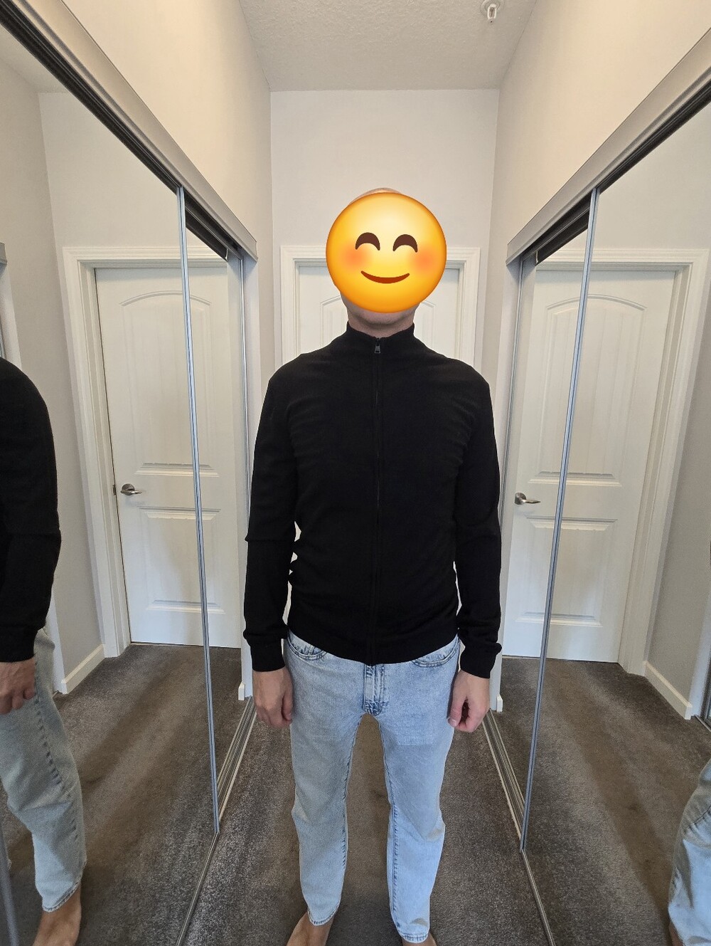 HUGO Men's Black Full-Zip Knit Sweater
